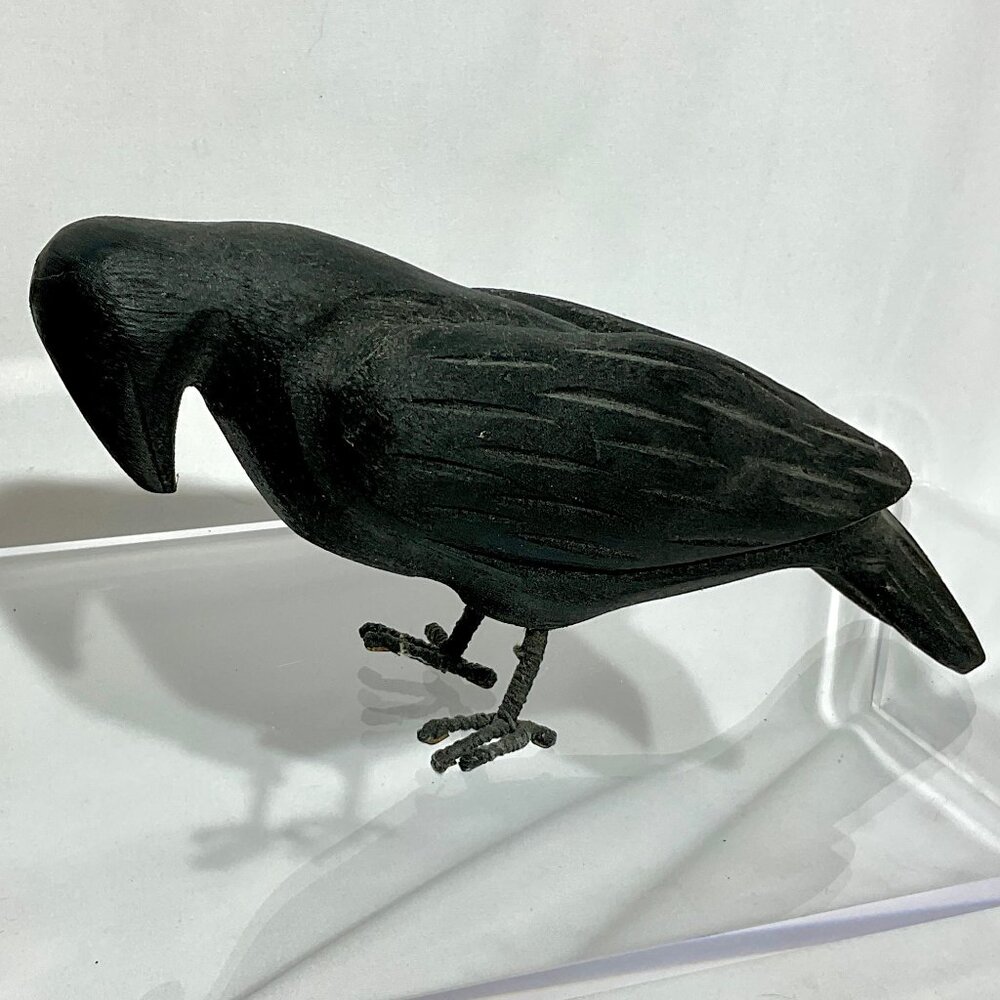 Decorative Wood Crow About 8"